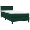vidaXL Boxspringbett mit Matratze Dunkelgr&uuml;n 90x220 cm Samt