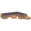 vidaXL 12-tlg. Garten-Lounge-Set mit Kissen Dunkelgrau Massivholz Teak