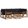 vidaXL Outdoor-Sofagarnitur mit Kissen 7 pcs Nat&uuml;rlich und Schwarz
