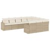 vidaXL 10-tlg. Garten-Sofagarnitur mit Kissen Beige Poly Rattan