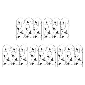 vidaXL Gartenzaun 5 pcs Schwarz Stahl