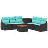vidaXL Sofa Set 8 stk. Schwarz und Blau Polyrattan und Stahl