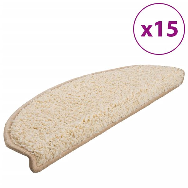 vidaXL Stufenmatten 15 Stk. 65x21x4 cm Creme Halbrund Groß