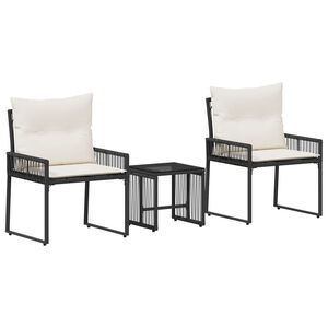 vidaXL Gartenm&ouml;bel Set 7 pcs Schwarz und Cremewei&szlig; Poly-Rattan