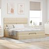 vidaXL Ottoman-Bett mit Matratze & LEDs Creme 180x200 cm Stoff