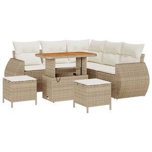 vidaXL Gartensofa-set 8 pcs Beige Poly-Rattan