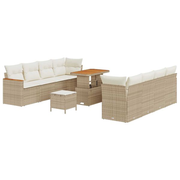 vidaXL Gartensofa-set 11 pcs Beige Poly-Rattan