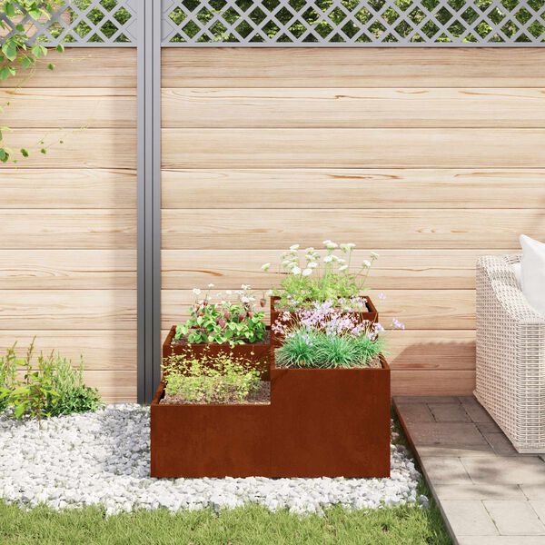 vidaXL Gartenblumentopf Rostig 80 x 80 x 48 cm Wetterfeststahl