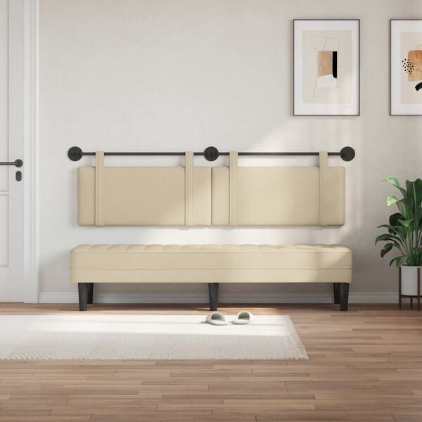 vidaXL H&auml;ngevorderseite Wandmontiert Uni Creme 190 x 55 x 5 cm Stoff