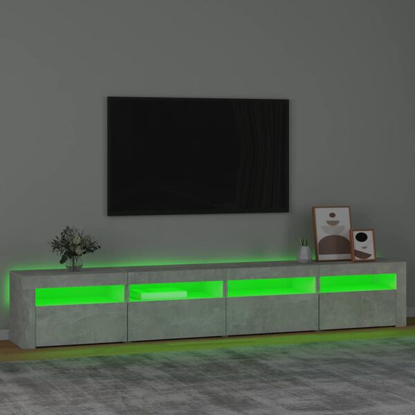 vidaXL TV-Schrank mit LED-Leuchten Betongrau 240x35x40 cm