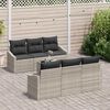 vidaXL Sofa Set mit Kissen mit Kissen 7 pcs Hellgrau Poly-Rattan