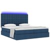 vidaXL Bett mit LED-Lichtleisten mit Kopfteil Blau 180 x 200 cm Stoff