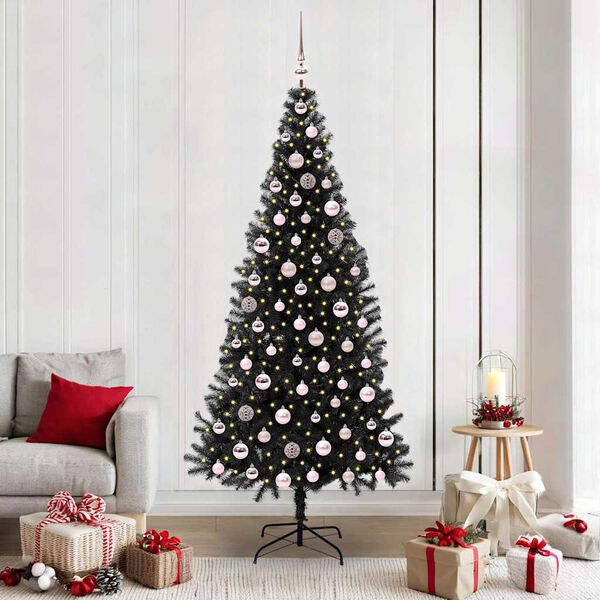 vidaXL Weihnachtsbaum mit 300 LEDs mit Ständer Schwarz 210 cm PVC