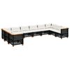 vidaXL 10-tlg. Garten-Sofagarnitur mit Kissen Schwarz Poly Rattan