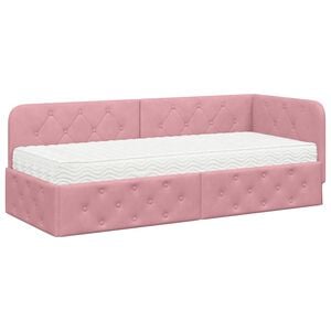 vidaXL Eckbettgestell Rosa 80 x 200 cm Samt
