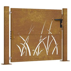 vidaXL Gartentor 100x75 cm Cortenstahl Gras-Design