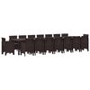 vidaXL Garten-Esszimmergarnitur mit Kissen mit Kissen 17 pcs Braun PP
