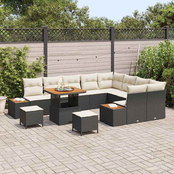vidaXL Gartensofa-set 12 pcs Schwarz Poly-Rattan