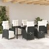 vidaXL Garten Essgruppe mit Kissen 7 pcs Schwarz Poly-Rattan