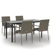 vidaXL 5-tlg. Garten-Essgruppe mit Kissen Schwarz und Grau Poly Rattan