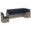 vidaXL 6-teiliges Gartensofa-Set mit Kissen, grau, Polyrattan