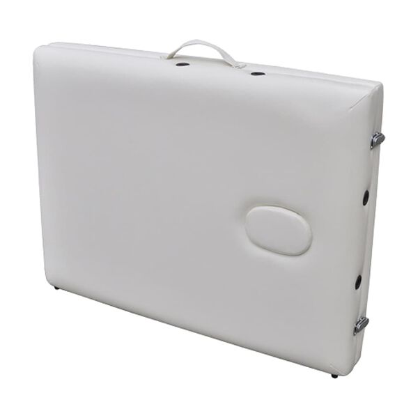 Massageliege 2 Zonen mobile Massagebank Holz Gestell wei&szlig;