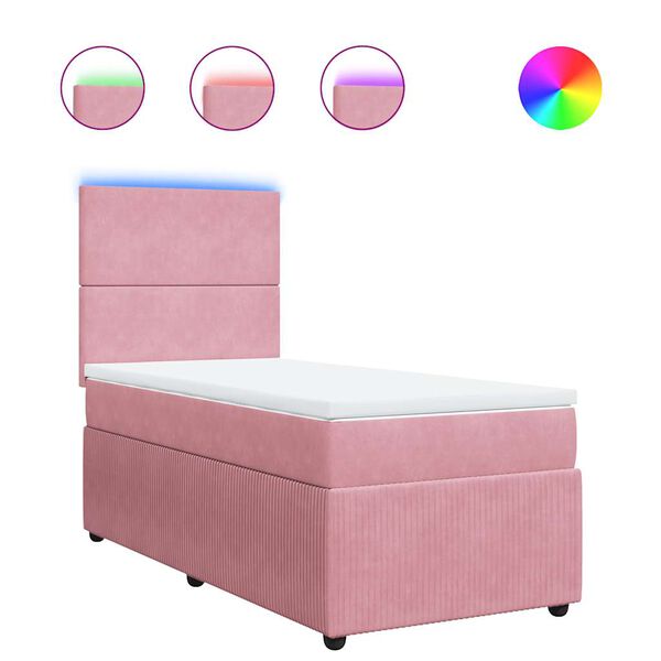 vidaXL Boxspringbett mit Matratze Rosa 90x190 cm Samt