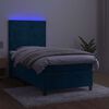 vidaXL Boxspringbett mit Matratze & LED Dunkelblau 80x200 cm Samt