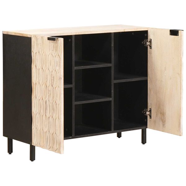 vidaXL Sideboard mit Regal Wei&szlig;e gewaschene Oberfl&auml;che 90 x 33 x 75 cm