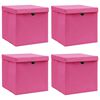 vidaXL Aufbewahrungsboxen mit Deckeln 4 Stk. Rosa 32x32x32 cm Stoff