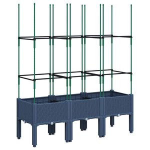 vidaXL Pflanzk&uuml;bel mit Rankgitter Blaugrau 120x40x142,5 cm PP