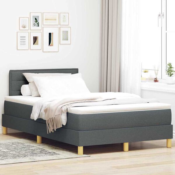 vidaXL Boxspringbett mit Matratze Dunkelgrau 120 x 190 cm Stoff
