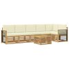 vidaXL Ecksofa Set mit Kissen 7 pcs Wei&szlig; und Creme Massivholz Akazie
