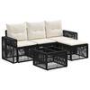 vidaXL Gartensofa-set 5 Stk. Schwarz und Cremewei&szlig; Poly-Rattan