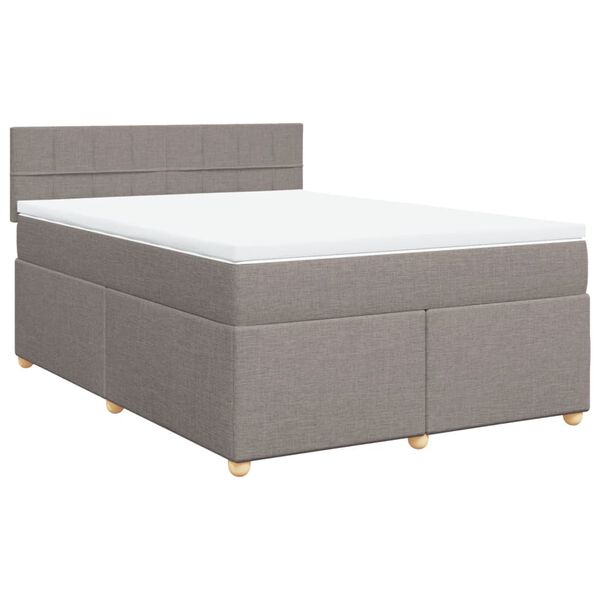 vidaXL Boxspringbett mit Matratze Taupe 140x200 cm Stoff