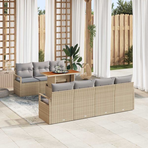 vidaXL Garten-Sofa-Set mit Kissen mit Kissen 8 pcs Beige und Grau
