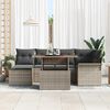 vidaXL Garten-Sofa-Set mit Speicher 7 pcs Grau Poly Rattan