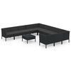 vidaXL 12-tlg. Garten-Lounge-Set mit Auflagen Poly Rattan Schwarz
