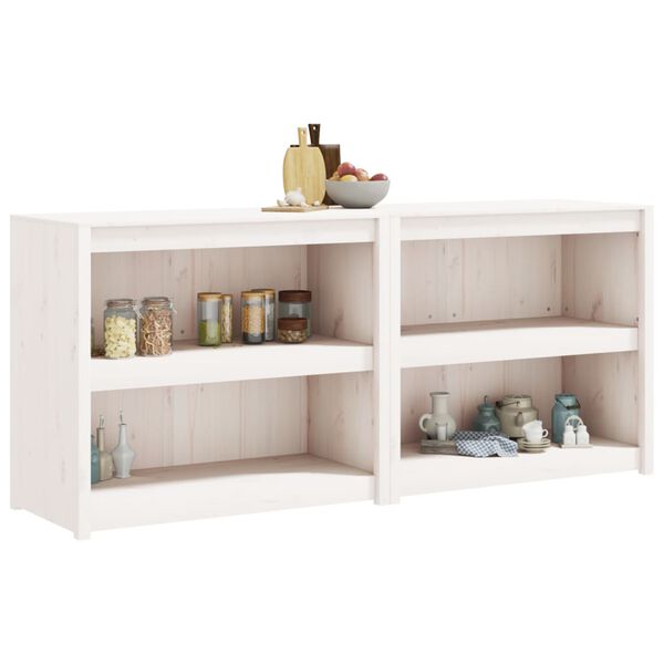 vidaXL Outdoor-K&uuml;chenschr&auml;nke 2 Stk. Wei&szlig; Massivholz Kiefer