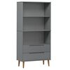 vidaXL B&uuml;cherregal MOLDE Grau 85x35x170,5 cm Massivholz Kiefer