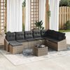 vidaXL Sofa Set mit Kissen 9 pcs Grau Poly Rattan