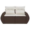 vidaXL Gartensofa mit Kissen 2-Sitzer Braun Poly Rattan