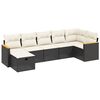 vidaXL 7-tlg. Garten-Sofagarnitur mit Kissen Schwarz Poly Rattan