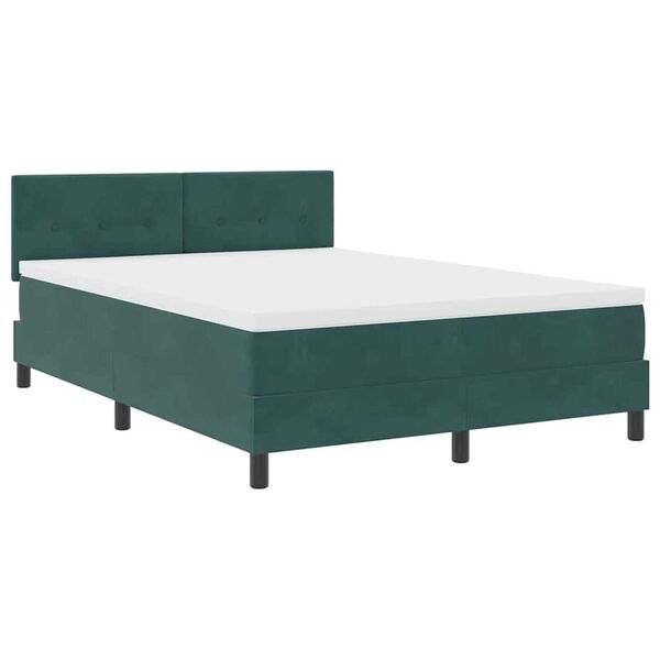 vidaXL Boxspringbett mit Matratze Dunkelgr&uuml;n 140 x 200 cm Stoff