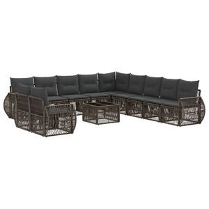 vidaXL Gartensofa-set 12 stk. Grau und Dunkelgrau Poly-Rattan