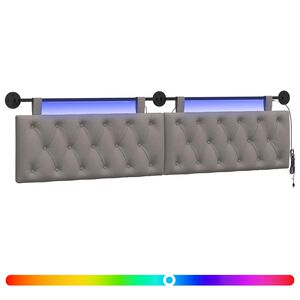 vidaXL H&auml;ngendes Kopfteil Mit LED Licht Taupe Stoff
