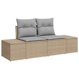 vidaXL Gartensofa mit Kissen Beige 184 x 62 x 69 cm Poly-Rattan