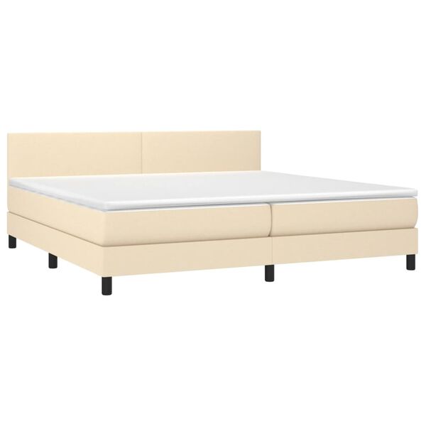 vidaXL Boxspringbett mit Matratze Creme 200x200 cm Stoff
