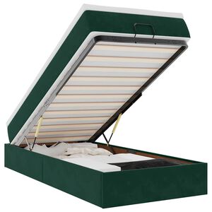 vidaXL Ottoman-Bett mit Matratze Dunkelgr&uuml;n 100x200 cm Samt