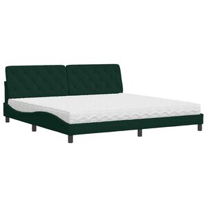 vidaXL Bett mit Matratze Dunkelgr&uuml;n 200x200 cm Samt